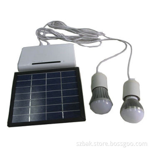Solar LED lamp, 2pcs 12V/2W lamp, with 2.2AH capacity battery and 5W solar panel, remote control